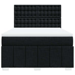 Box Spring Bed with Mattress Black Queen Fabric