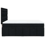 Box Spring Bed with Mattress Black Queen Fabric