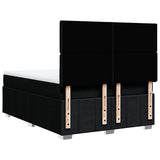 Box Spring Bed with Mattress Black Queen Fabric - Rear View