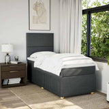 Box Spring Bed with Mattress Dark Grey King Single Fabric - Side View