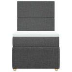 Box Spring Bed with Mattress Dark Grey King Single Fabric