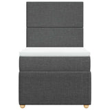 Box Spring Bed with Mattress Dark Grey King Single Fabric - Top-Down View