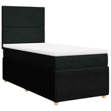 Box Spring Bed with Mattress Black King Single Fabric - Front View