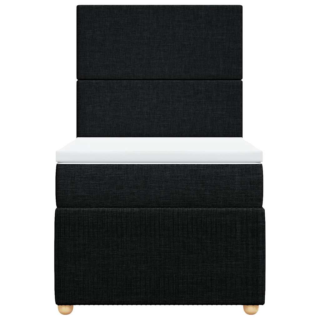 Box Spring Bed with Mattress Black King Single Fabric