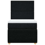 Box Spring Bed with Mattress Black King Single Fabric