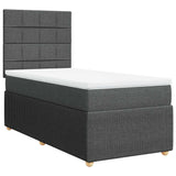Box Spring Bed with Mattress Dark Grey King Single Fabric - Front View