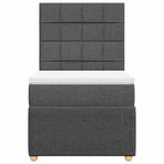 Box Spring Bed with Mattress Dark Grey King Single Fabric