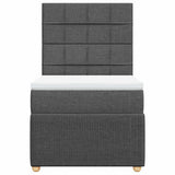 Box Spring Bed with Mattress Dark Grey King Single Fabric - Top-Down View