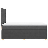 Box Spring Bed with Mattress Dark Grey King Single Fabric