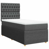 Box Spring Bed with Mattress Dark Grey King Single Fabric - Front View