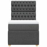 Box Spring Bed with Mattress Dark Grey King Single Fabric