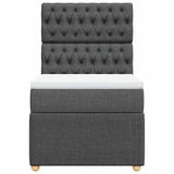 Box Spring Bed with Mattress Dark Grey King Single Fabric - Top-Down View