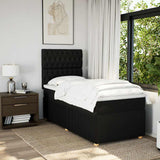 Box Spring Bed with Mattress Black King Single Fabric - Side View