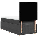 Box Spring Bed with Mattress Dark Grey King Single Fabric