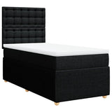 Box Spring Bed with Mattress Black King Single Fabric - Front View