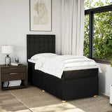 Box Spring Bed with Mattress Black King Single Fabric - Side View