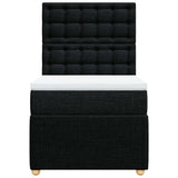Box Spring Bed with Mattress Black King Single Fabric