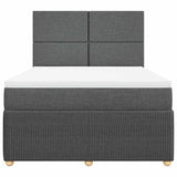 Box Spring Bed with Mattress Dark Grey Double Fabric - Top-Down View