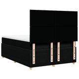 Box Spring Bed with Mattress Black Double Fabric - Rear View