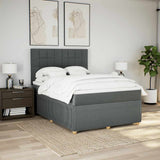 Box Spring Bed with Mattress Dark Grey Double Fabric - Side View