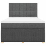 Box Spring Bed with Mattress Dark Grey Double Fabric - Top-Down View