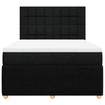 Box Spring Bed with Mattress Black Double Fabric