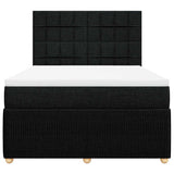 Box Spring Bed with Mattress Black Double Fabric - Top-Down View