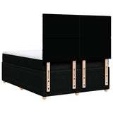 Box Spring Bed with Mattress Black Double Fabric - Rear View