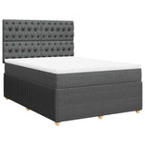 Box Spring Bed with Mattress Dark Grey Double Fabric - Front View
