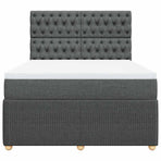 Box Spring Bed with Mattress Dark Grey Double Fabric