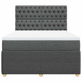 Box Spring Bed with Mattress Dark Grey Double Fabric - Top-Down View