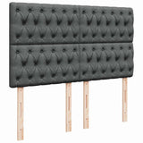 Box Spring Bed with Mattress Dark Grey Double Fabric - Close-Up Angle
