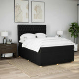 Box Spring Bed with Mattress Black Double Fabric - Side View