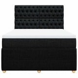 Box Spring Bed with Mattress Black Double Fabric - Top-Down View