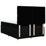 Box Spring Bed with Mattress Black Double Fabric - Rear View