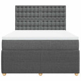 Box Spring Bed with Mattress Dark Grey Double Fabric - Top-Down View