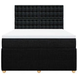 Box Spring Bed with Mattress Black Double Fabric - Top-Down View