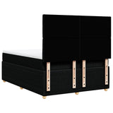 Box Spring Bed with Mattress Black Double Fabric - Rear View