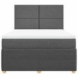 Box Spring Bed with Mattress Dark Grey Queen Fabric - Top-Down View