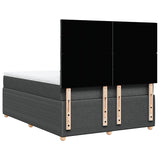 Box Spring Bed with Mattress Dark Grey Queen Fabric - Rear View