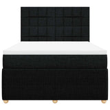 Box Spring Bed with Mattress Black Queen Fabric