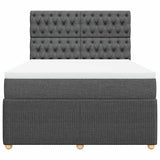 Box Spring Bed with Mattress Dark Grey Queen Fabric