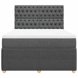 Box Spring Bed with Mattress Dark Grey Queen Fabric - Top-Down View