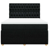 Box Spring Bed with Mattress Black Queen Fabric - Top-Down View