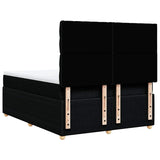 Box Spring Bed with Mattress Black Queen Fabric - Rear View