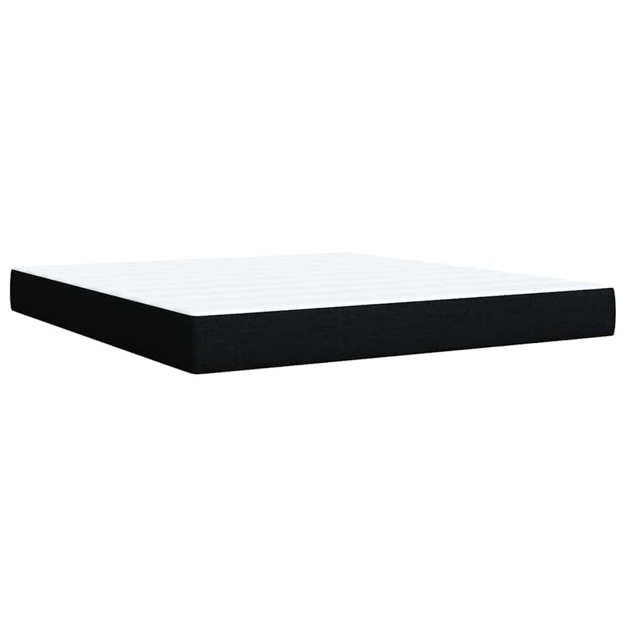Box Spring Bed with Mattress Black Queen Fabric