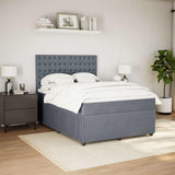 Box Spring Bed with Mattress Dark Grey Queen Fabric - Side View
