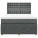 Box Spring Bed with Mattress Dark Grey Queen Fabric