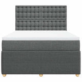 Box Spring Bed with Mattress Dark Grey Queen Fabric - Top-Down View