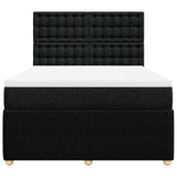 Box Spring Bed with Mattress Black Queen Fabric - Top-Down View